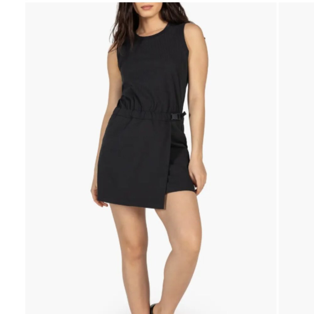 NEW Kyodan Outdoor Collection Seersucker Belted Racer Dress -Black- Small